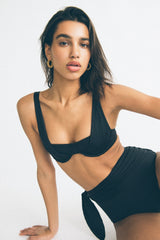 Bella Bottom in Black Rib