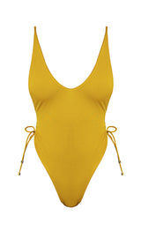 One Piece swimsuit in yellow mustard