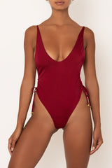 One Piece swimsuit in red on body