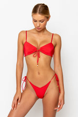 Sommer Swim model facing forwards and wearing a Cara brazilian bikini bottom in Venrere
